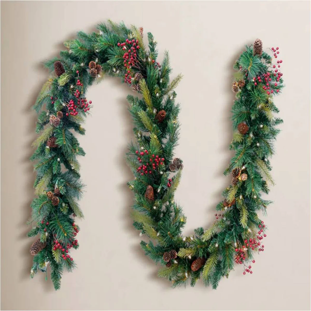 9' x 14" Winchester Fir Prelit Garland, 100 Lights - Image 2