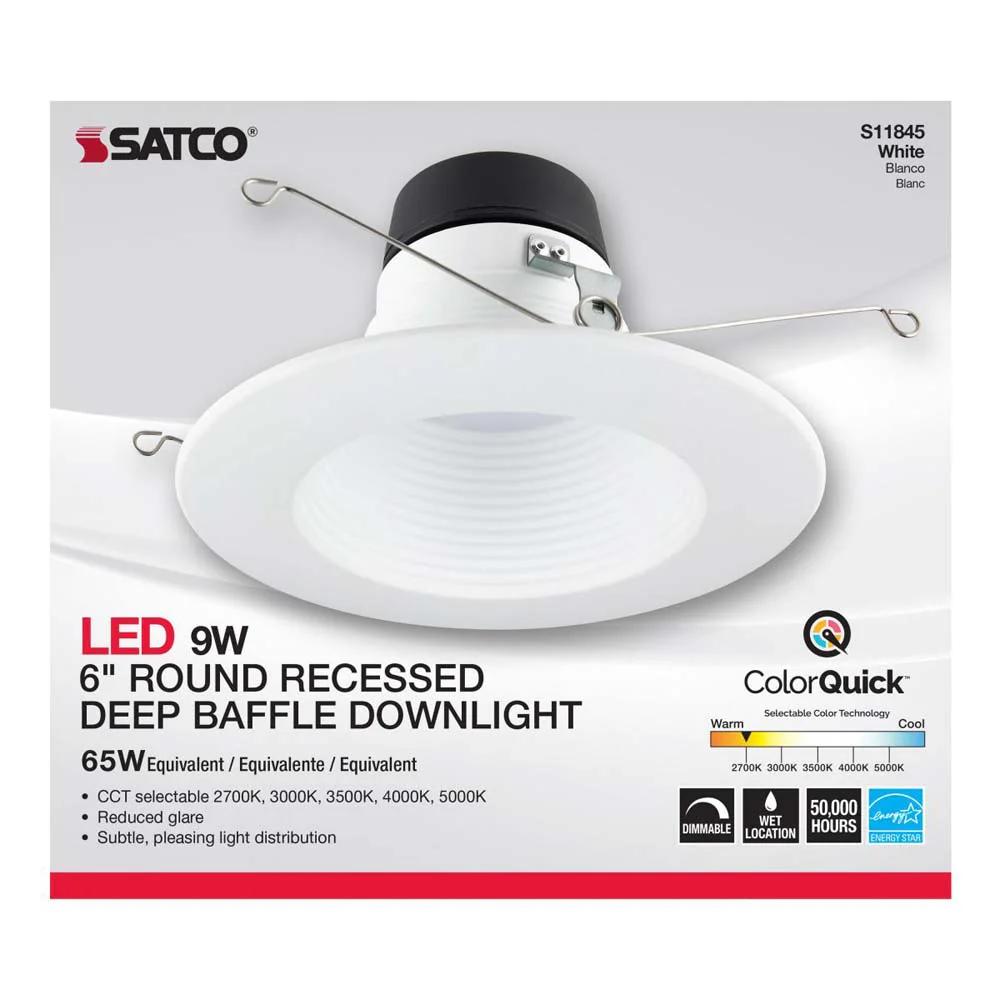 9w 6-in Deep Baffle CCT-Tunable Recessed LED Downlight - Image 6