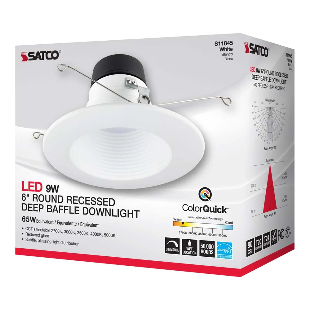 9w 6-in Deep Baffle CCT-Tunable Recessed LED Downlight - Image 8