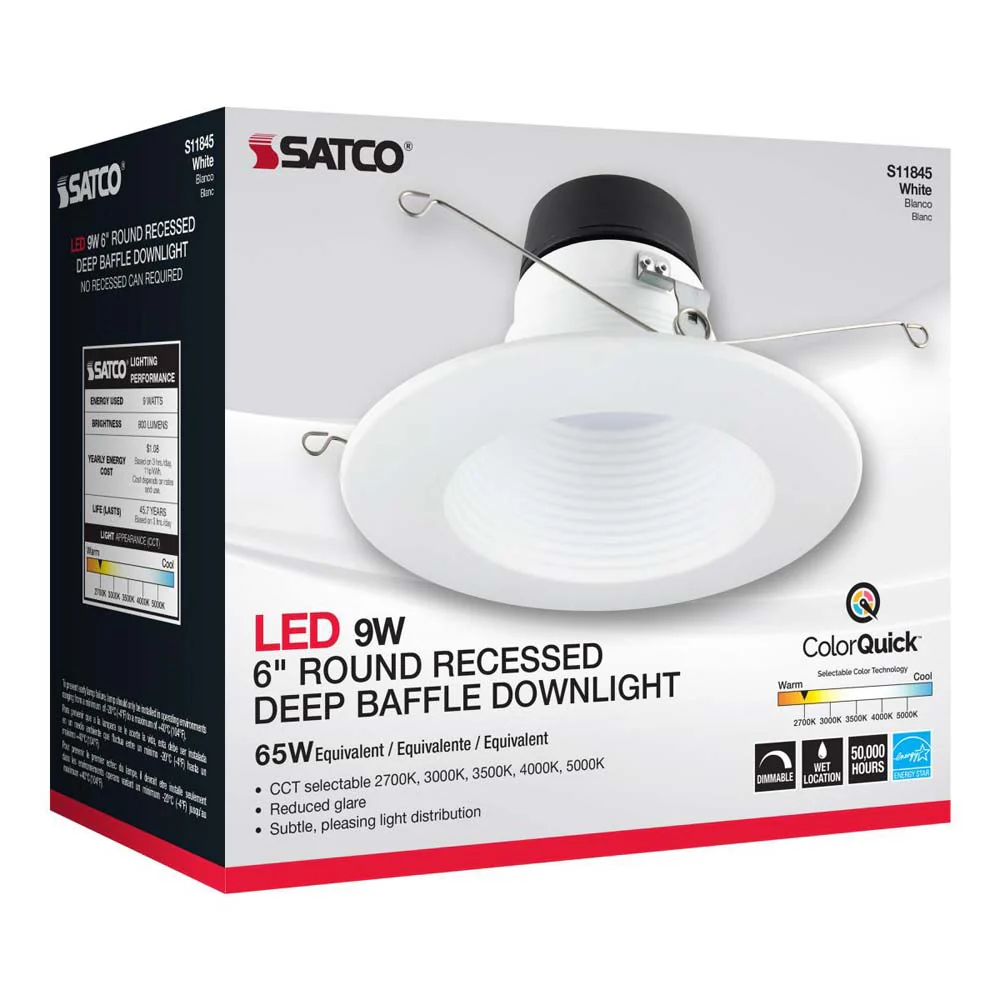 9w 6-in Deep Baffle CCT-Tunable Recessed LED Downlight - Image 9