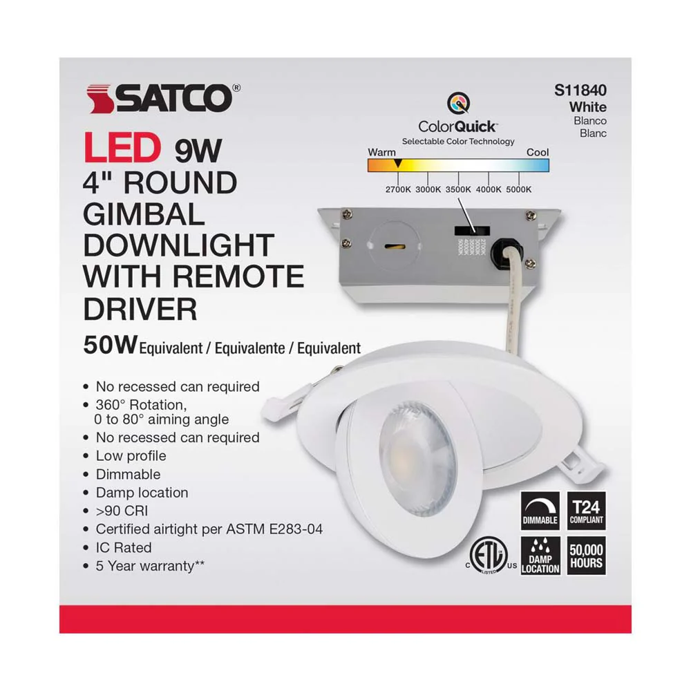 9w CCT Tunable LED Direct Wire Downlight 4-in Round Remote Driver White - Image 6