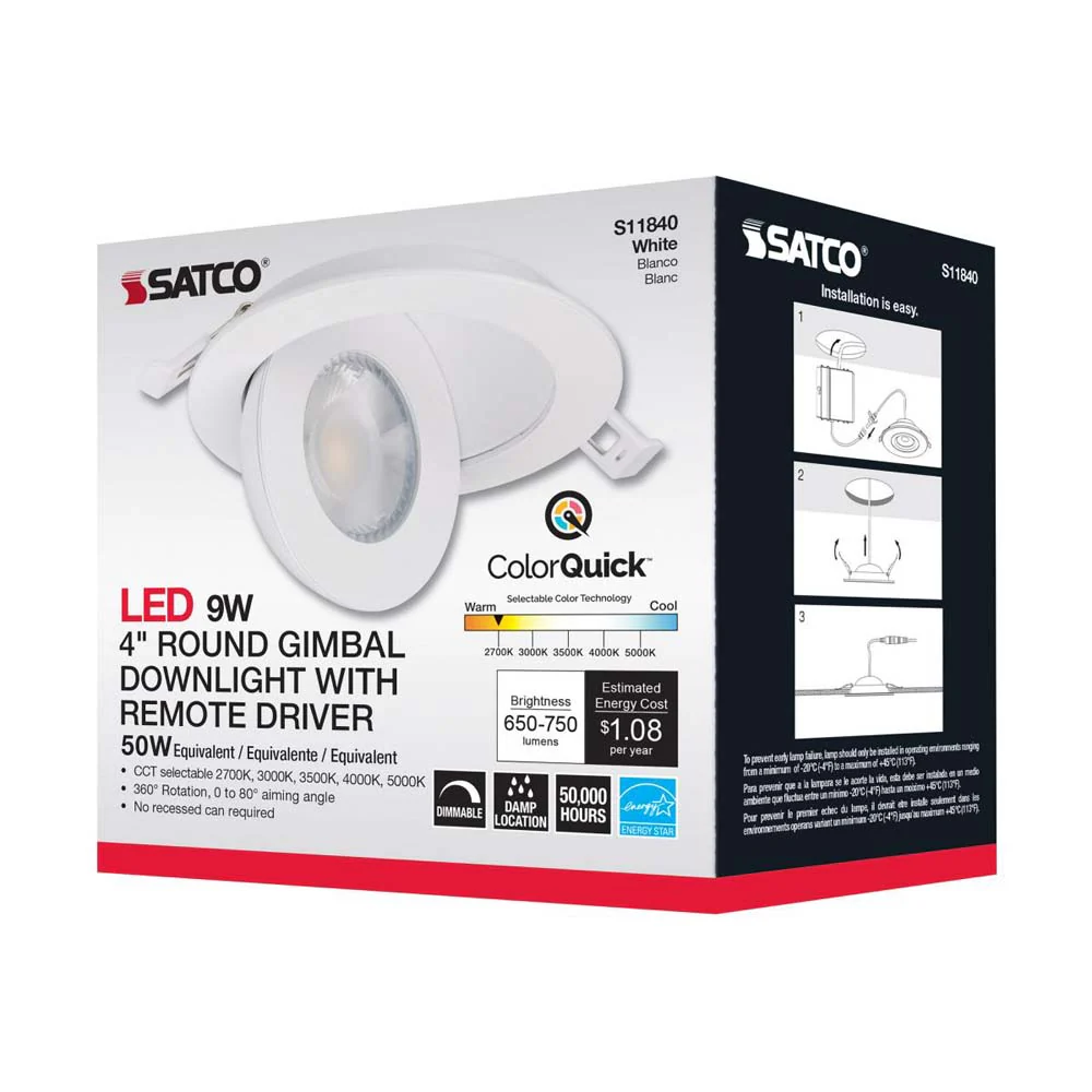 9w CCT Tunable LED Direct Wire Downlight 4-in Round Remote Driver White - Image 8