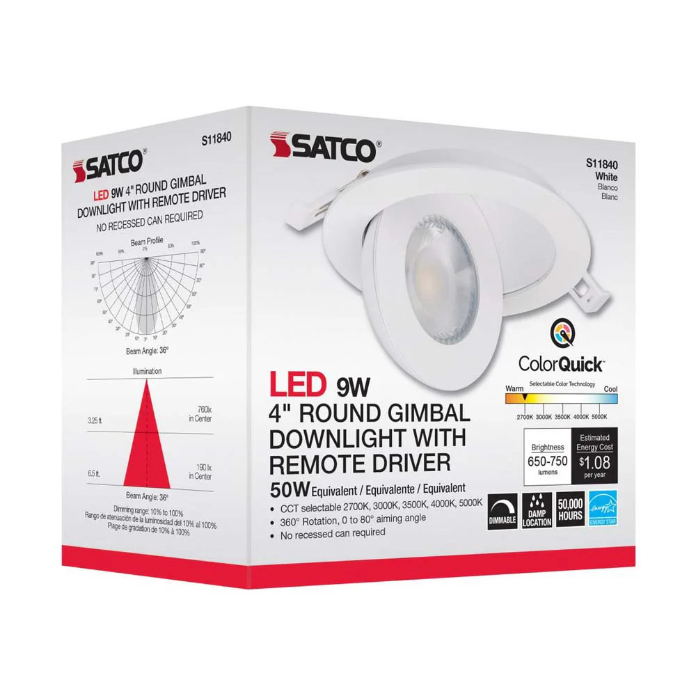 9w CCT Tunable LED Direct Wire Downlight 4-in Round Remote Driver White - Image 9