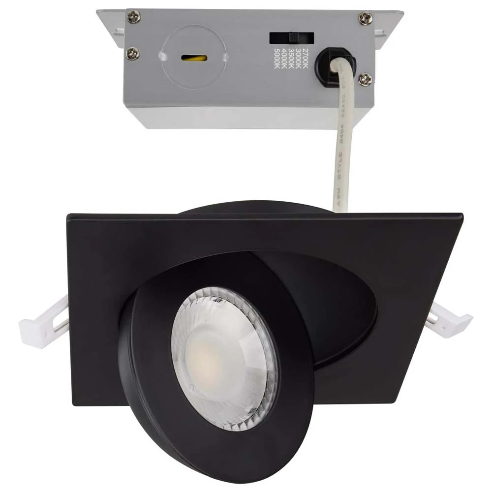 9w CCT Tunable LED Direct Wire Downlight 4-in Square Remote Driver Black