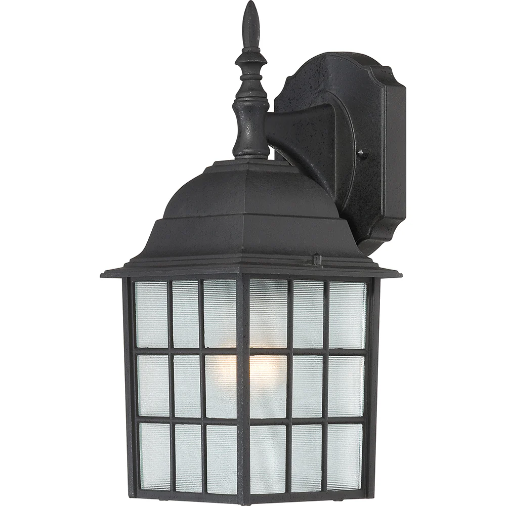 Nuvo Adams 1-Light 14" Wall Light w/ Frosted Glass in Textured Black Finish