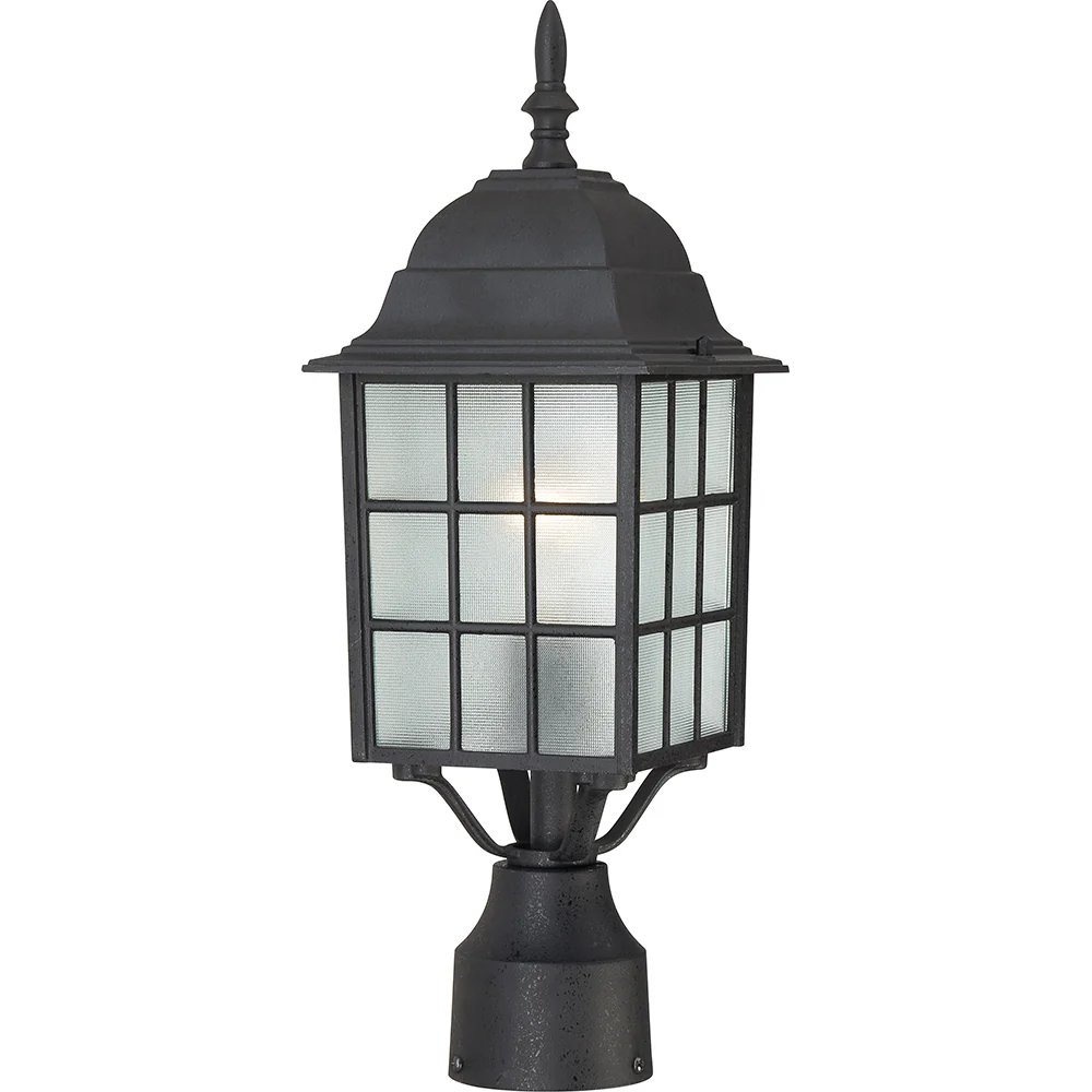Nuvo Adams 1-Light 17" Lamp Post Light w/ Frosted Glass in Textured Black
