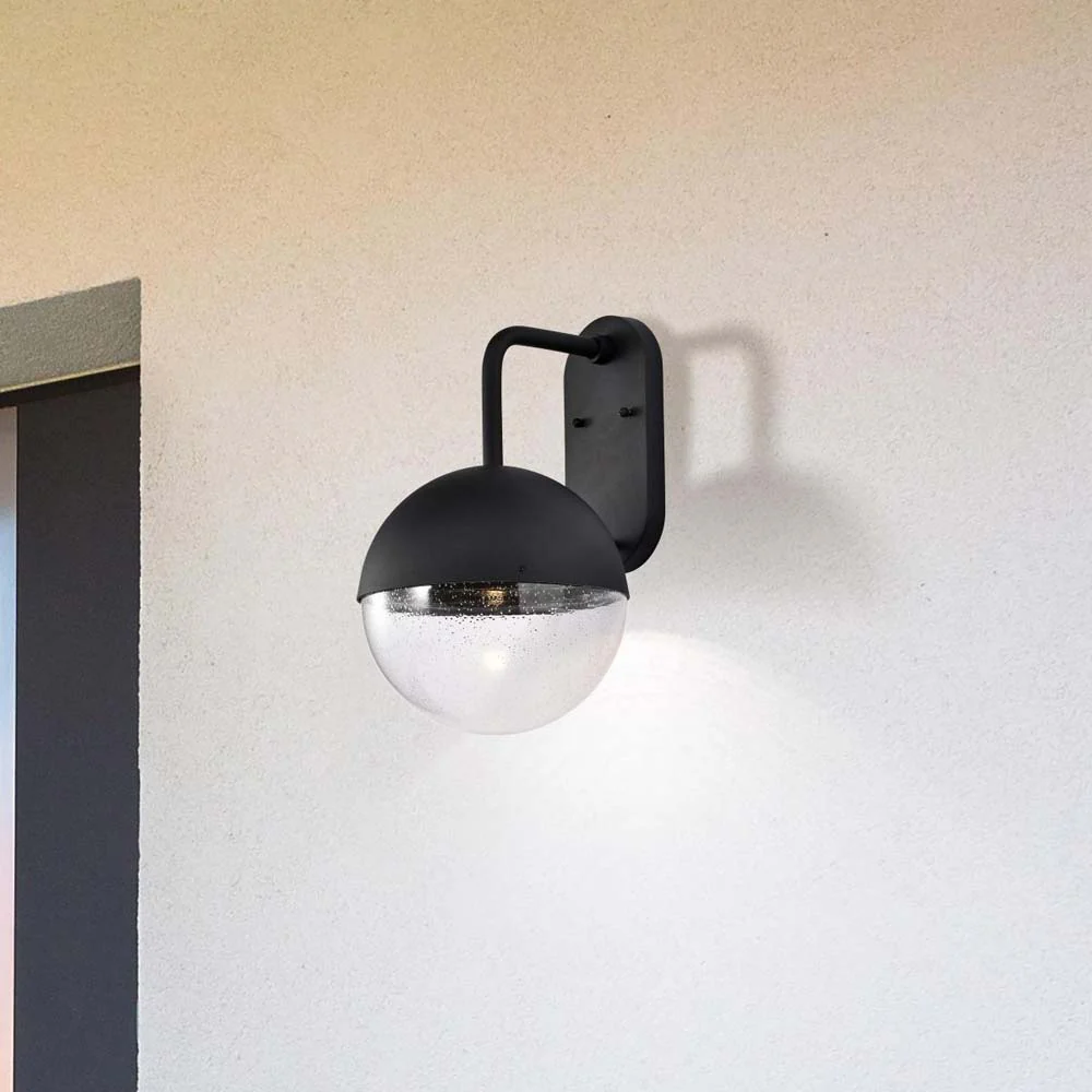 Atmosphere 10W LED Large Wall Lantern Matte Black w/ Clear Seeded Glass - Image 7