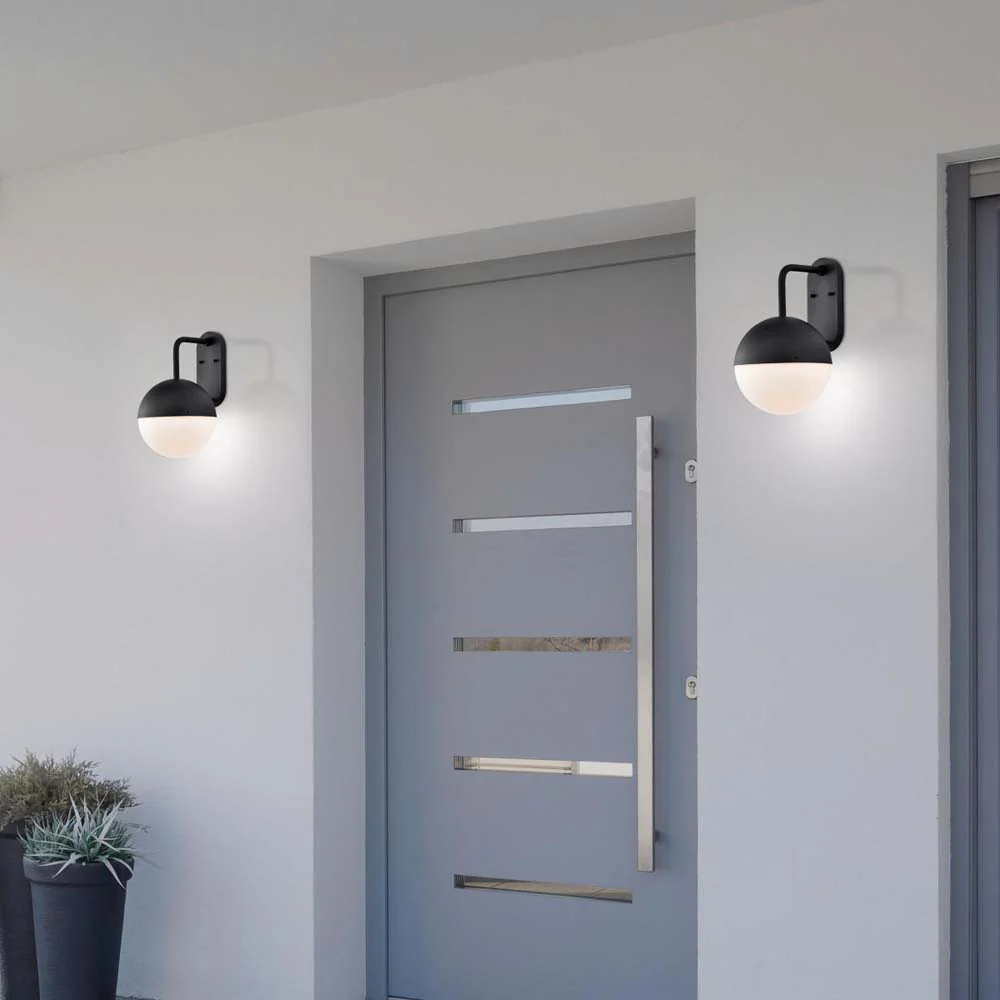 Atmosphere 10W LED Large Wall Lantern Matte Black w/ White Opal Glass - Image 6