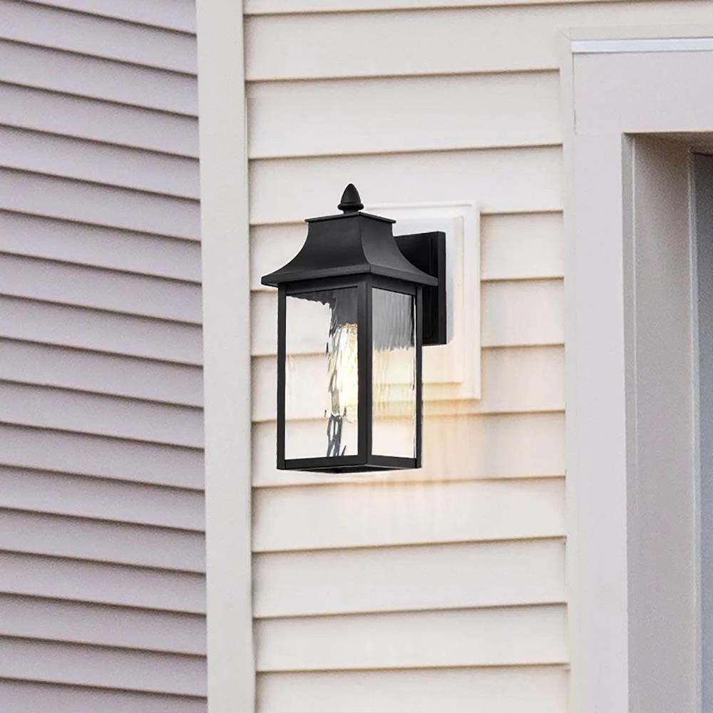 Austen Outdoor 13-in Small Wall Light Matte Black Finish w/ Clear Water Glass - Image 10