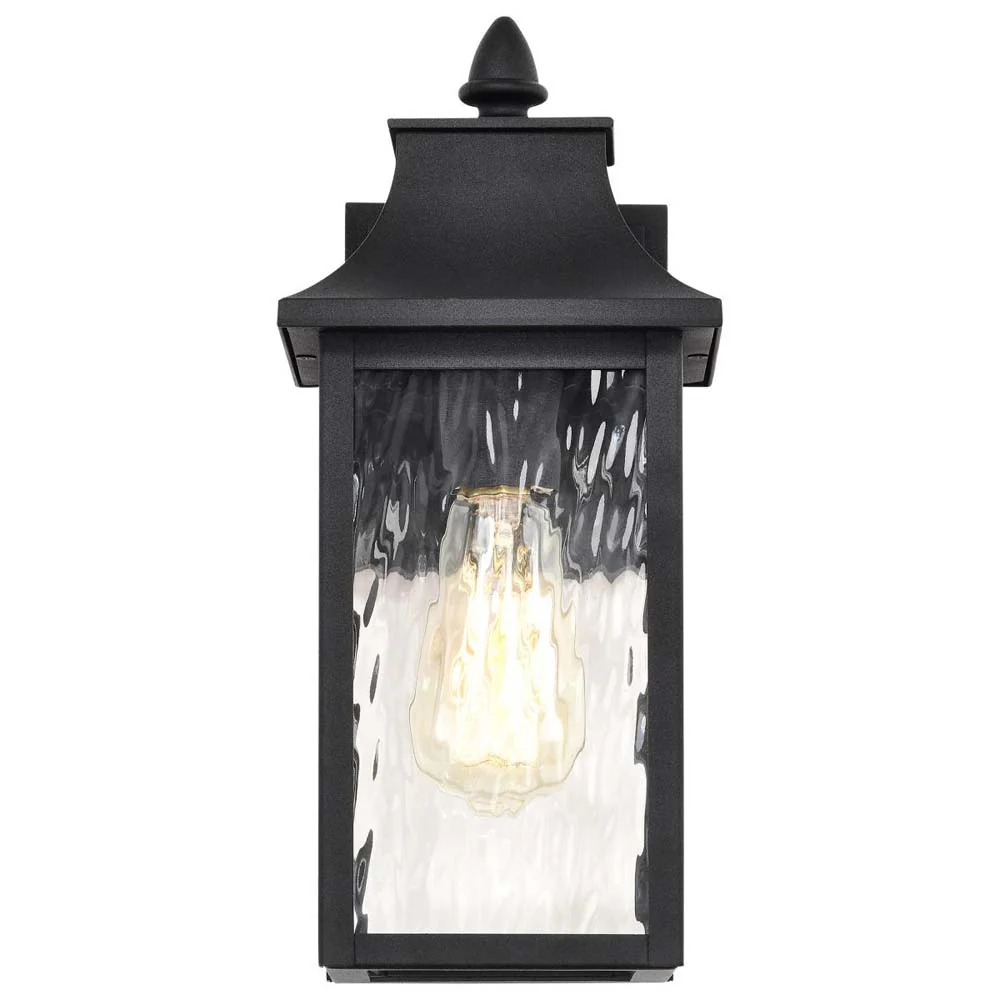 Austen Outdoor 13-in Small Wall Light Matte Black Finish w/ Clear Water Glass - Image 2