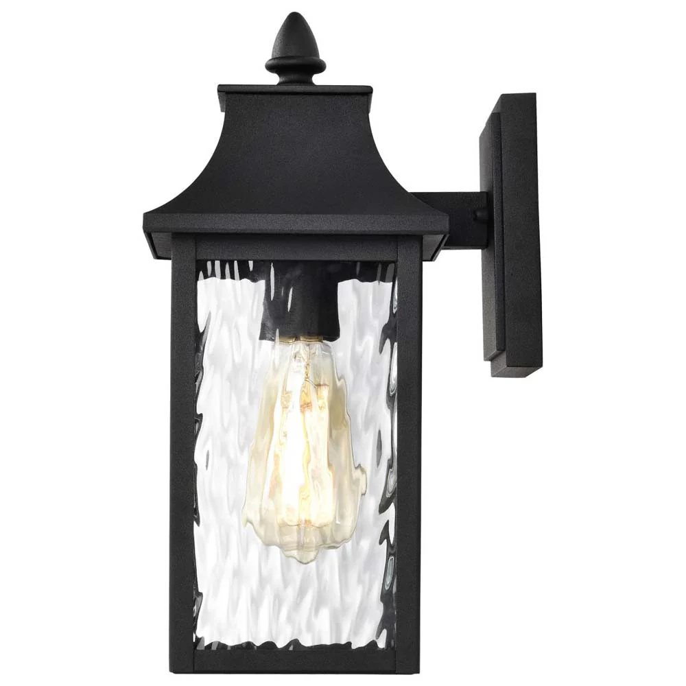 Austen Outdoor 13-in Small Wall Light Matte Black Finish w/ Clear Water Glass - Image 3