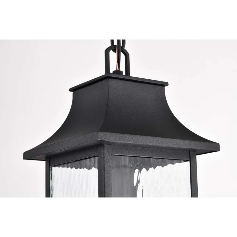 Austen Outdoor 17-in Hanging Light Matte Black Finish w/ Clear Water Glass - Image 6