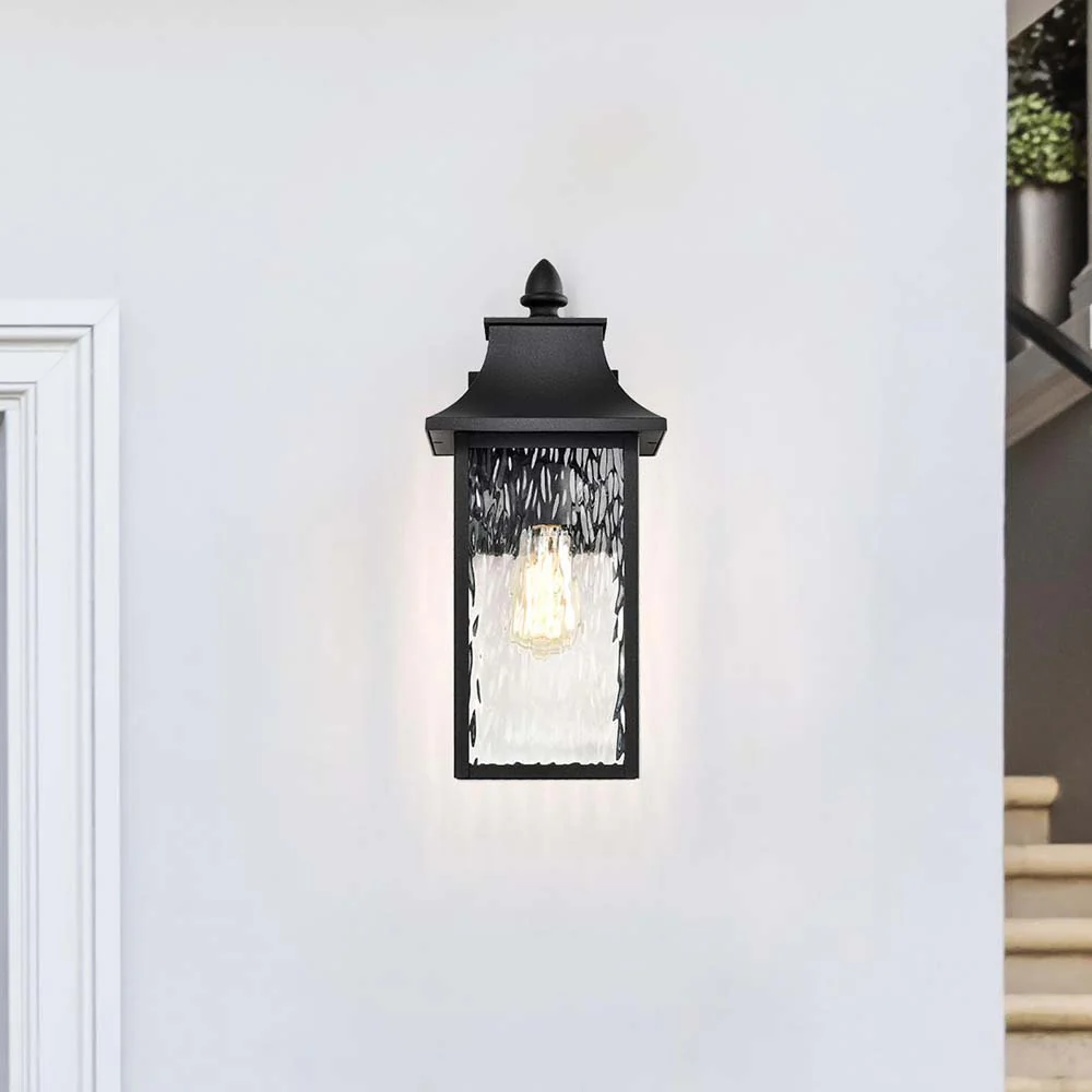 Austen Outdoor 17-in Large Wall Light Matte Black Finish w/ Clear Water Glass - Image 10