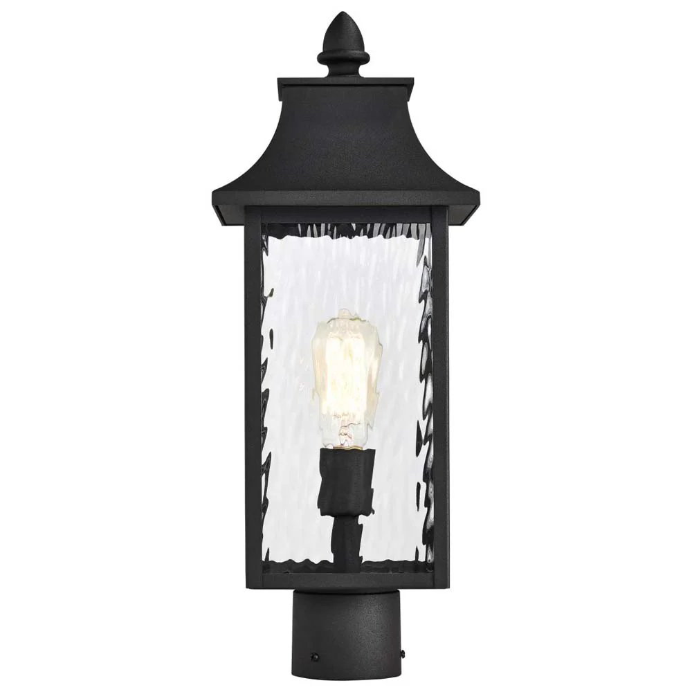Austen Outdoor 20-in Post Light Lantern Matte Black Finish w/ Clear Water Glass - Image 2