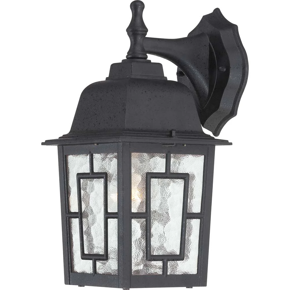 Nuvo Banyon 1-Light 12" 100w Wall Light w/ Clear water Glass in Textured Black