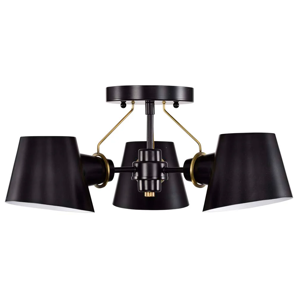 Baxter 3-Light Semi-Flush Black with Burnished Brass - Image 3
