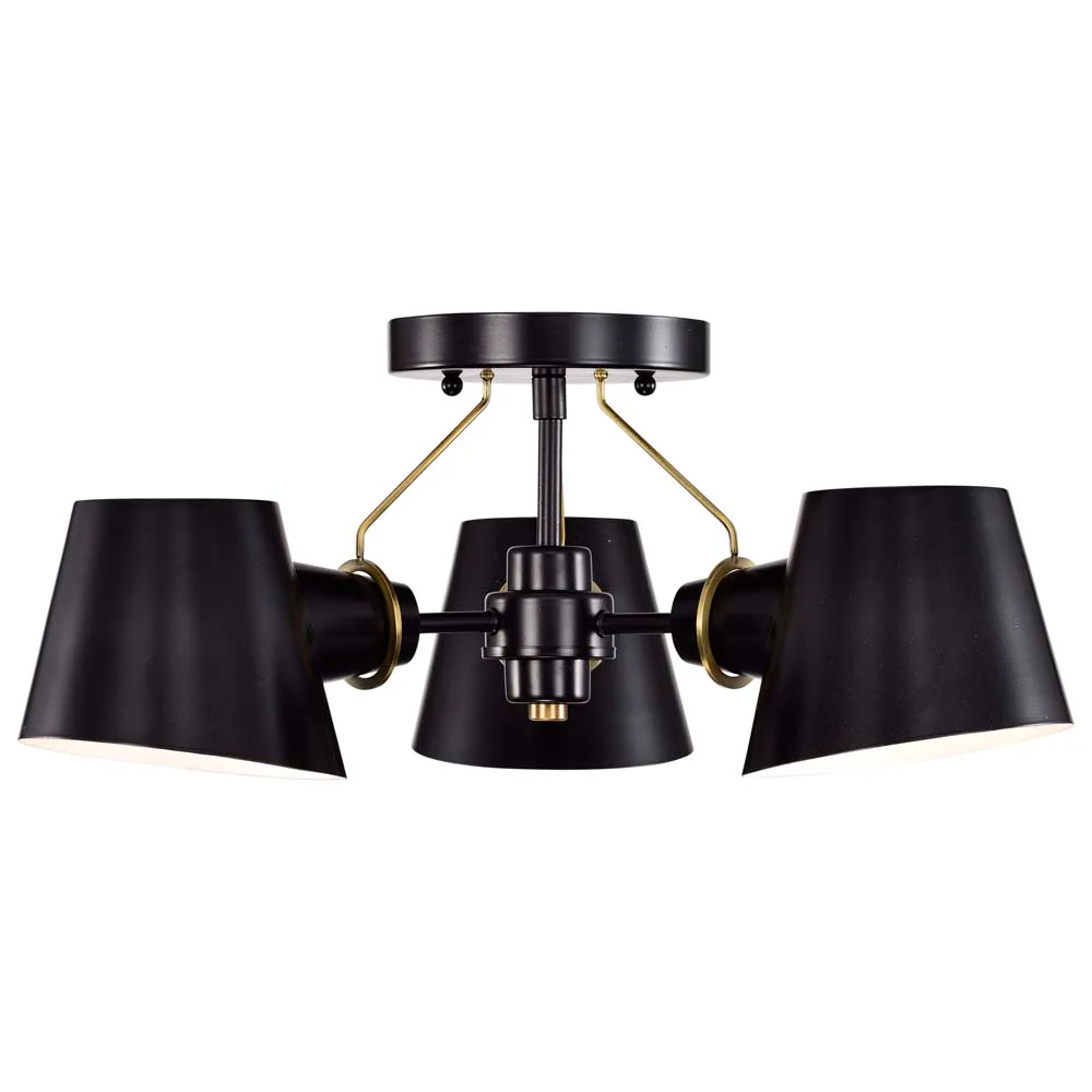 Baxter 3-Light Semi-Flush Black with Burnished Brass - Image 4