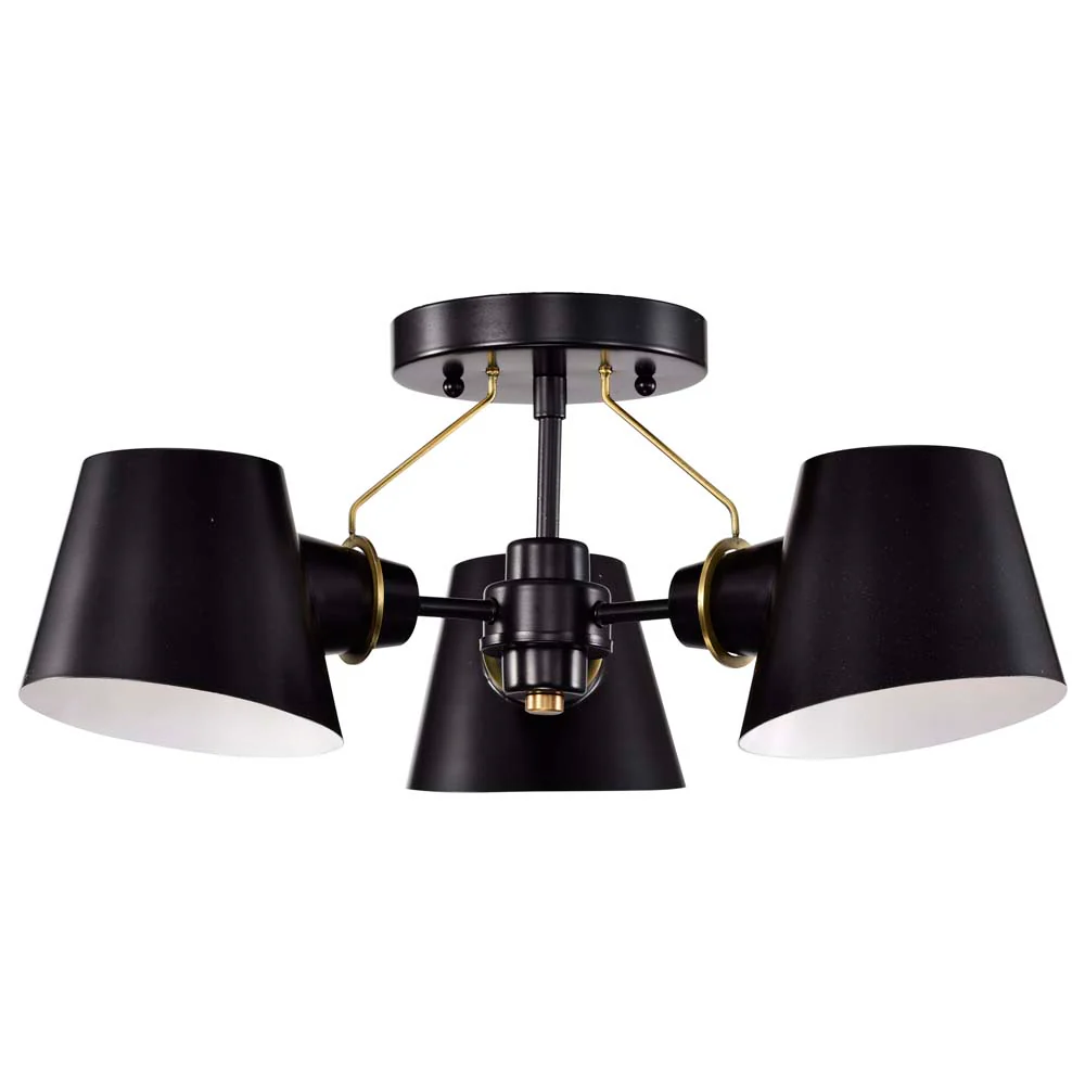 Baxter 3-Light Semi-Flush Black with Burnished Brass - Image 6