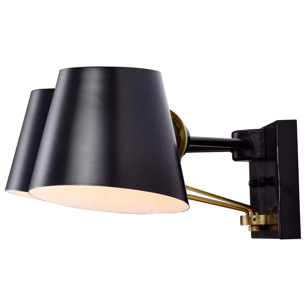 Baxter 3 Light Vanity Black with Burnished Brass - Image 6