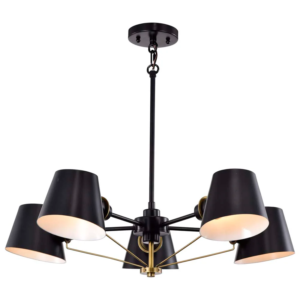 Baxter 5-Light Chandelier Black with Burnished Brass - Image 2