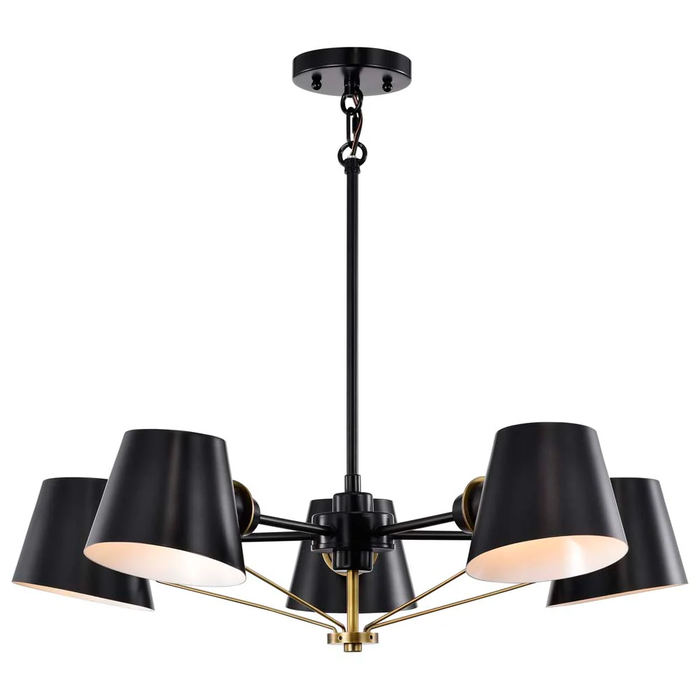 Baxter 5-Light Chandelier Black with Burnished Brass - Image 3