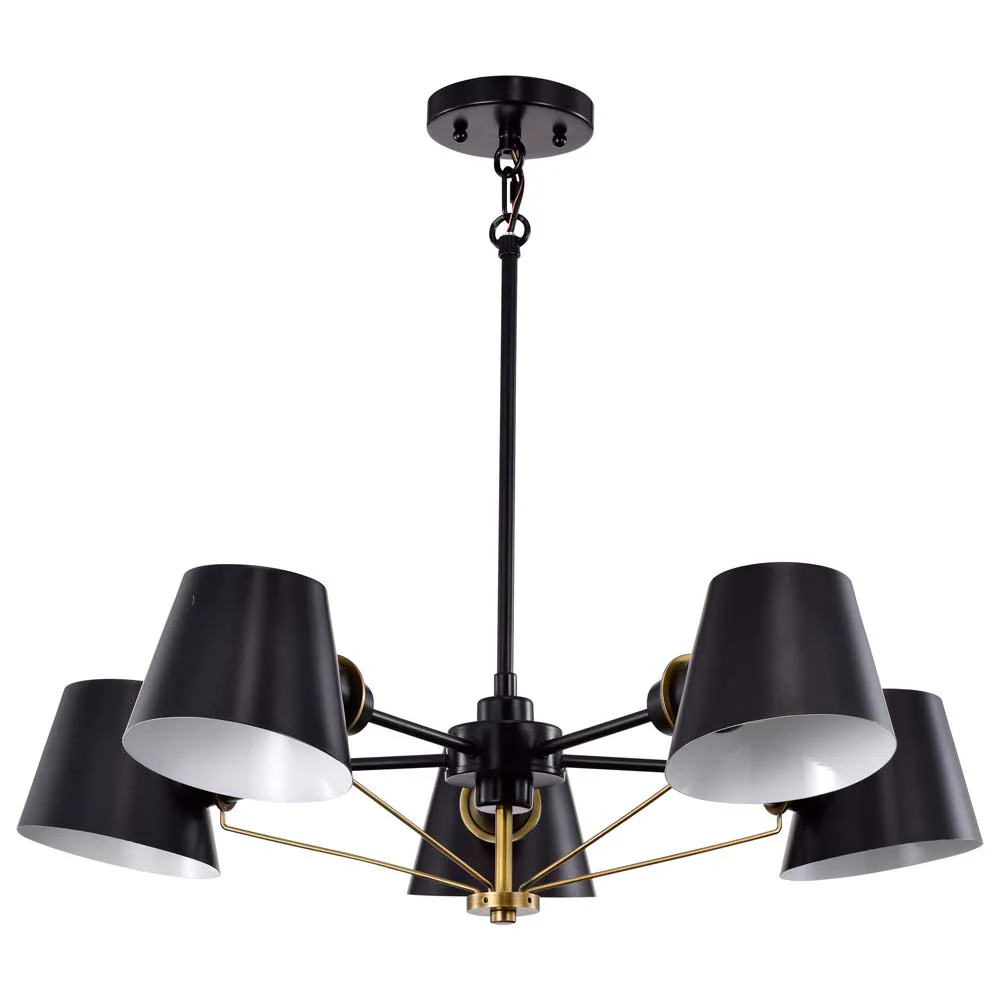 Baxter 5-Light Chandelier Black with Burnished Brass - Image 4