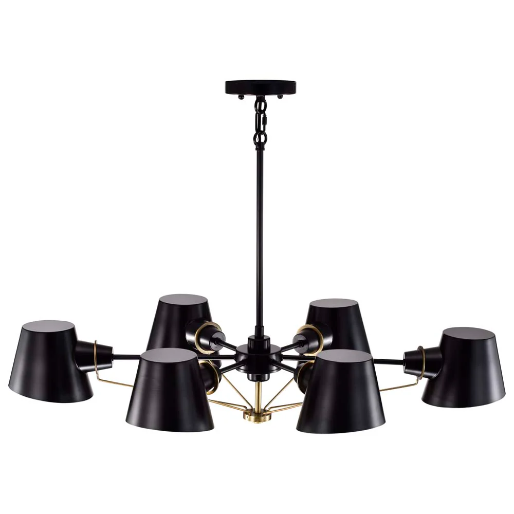 Baxter 6-Light Oval Chandelier Black with Burnished Brass - Image 2