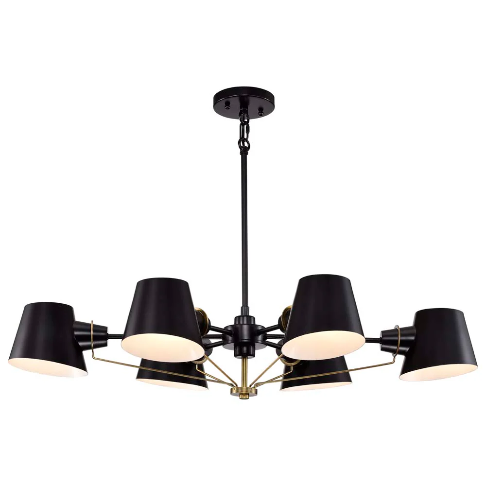 Baxter 6-Light Oval Chandelier Black with Burnished Brass - Image 3