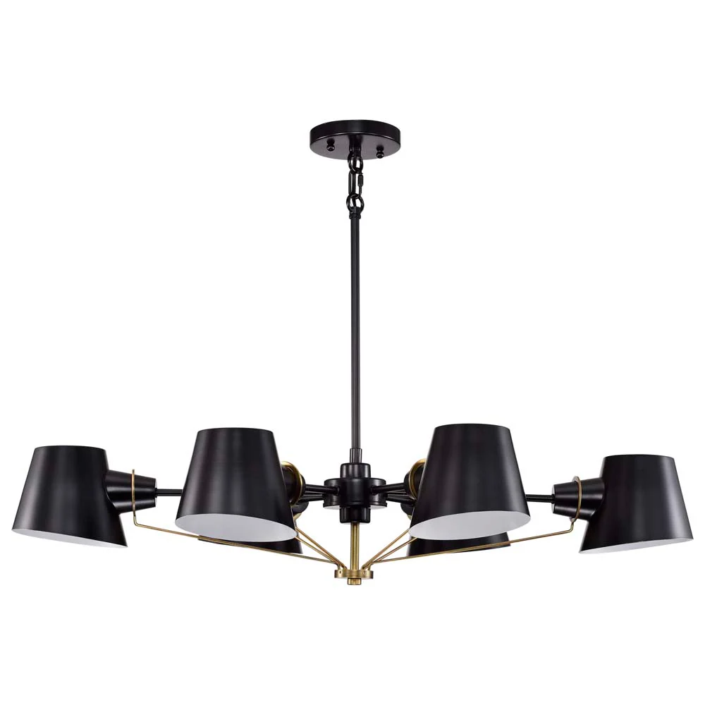 Baxter 6-Light Oval Chandelier Black with Burnished Brass - Image 4