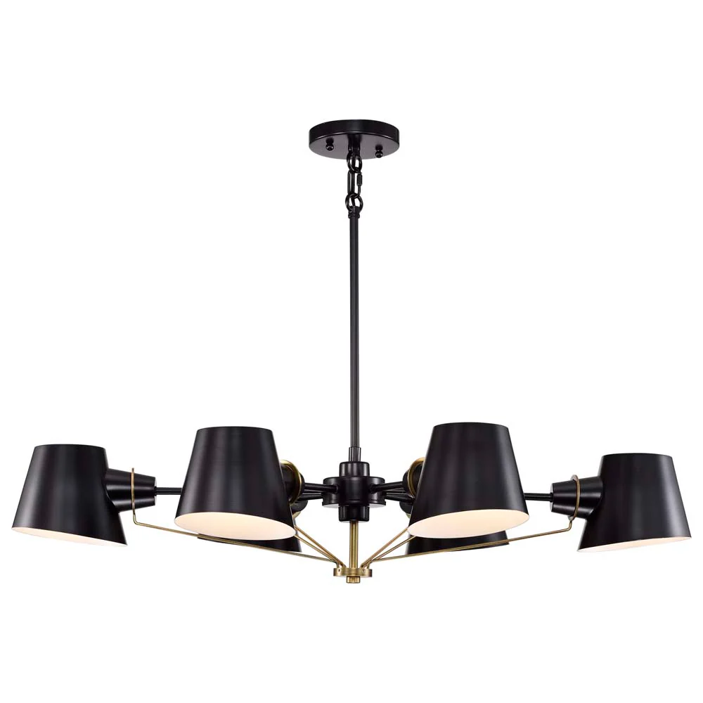 Baxter 6-Light Oval Chandelier Black with Burnished Brass - Image 5