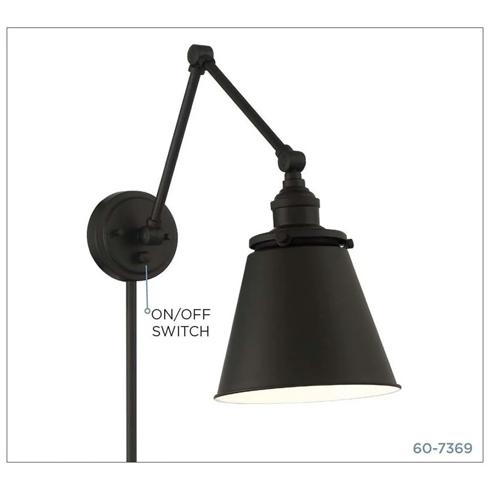 Bayard Swing Arm Lamp Matte Black w/ Switch 120v - Image 6