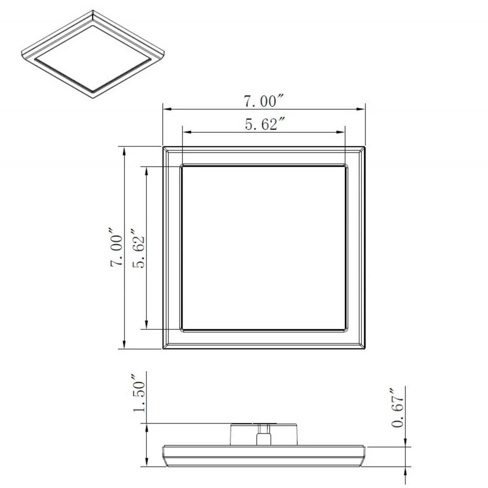 11w 7in. Square LED Flush Mount 3000K with White Finish - Image 5