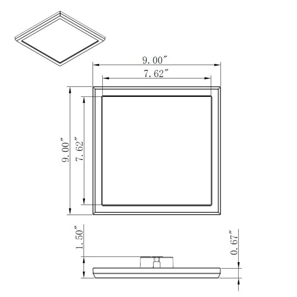 13w 9in. Square LED Flush Mount 3000K with White Finish - Image 5