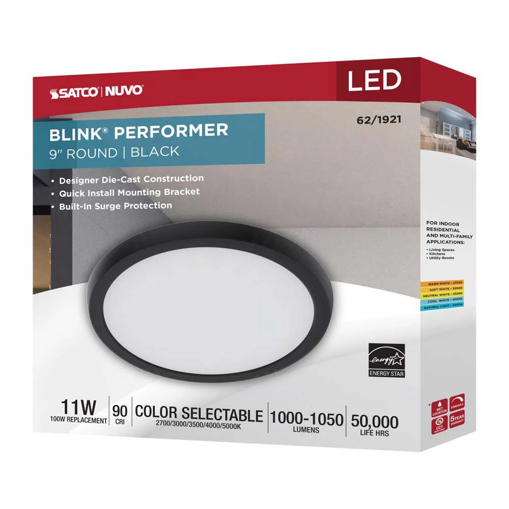 Blink Performer 11w 9-in LED Round Downlight 5 CCT Tunable Black Finish - Image 7