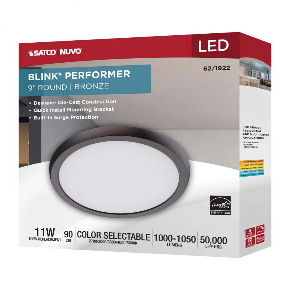 Blink Performer 11w 9-in LED Round Downlight 5 CCT Tunable Bronze Finish - Image 7