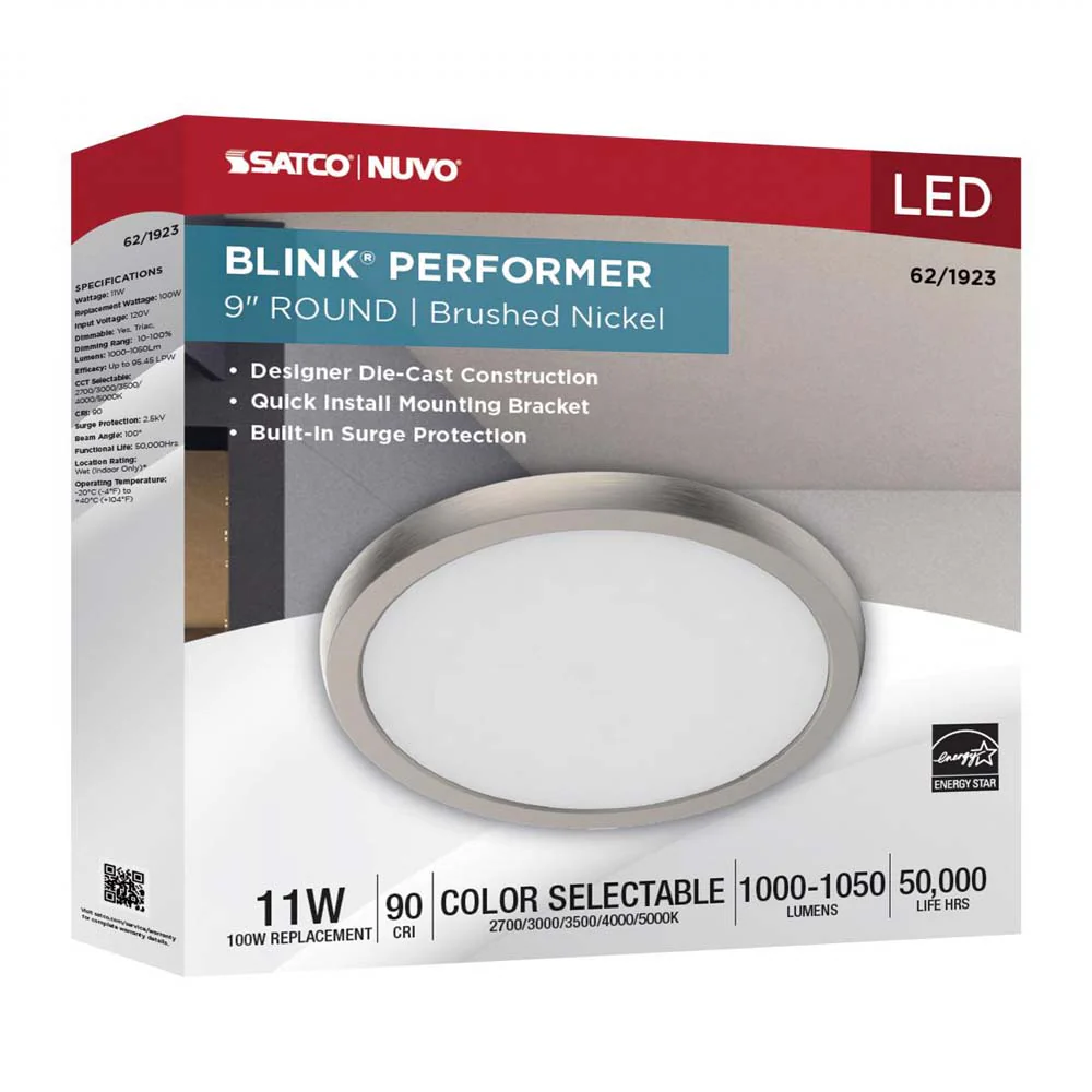Blink Performer 11w 9-in LED Round Downlight 5 CCT Tunable Brushed Nickel Finish - Image 6
