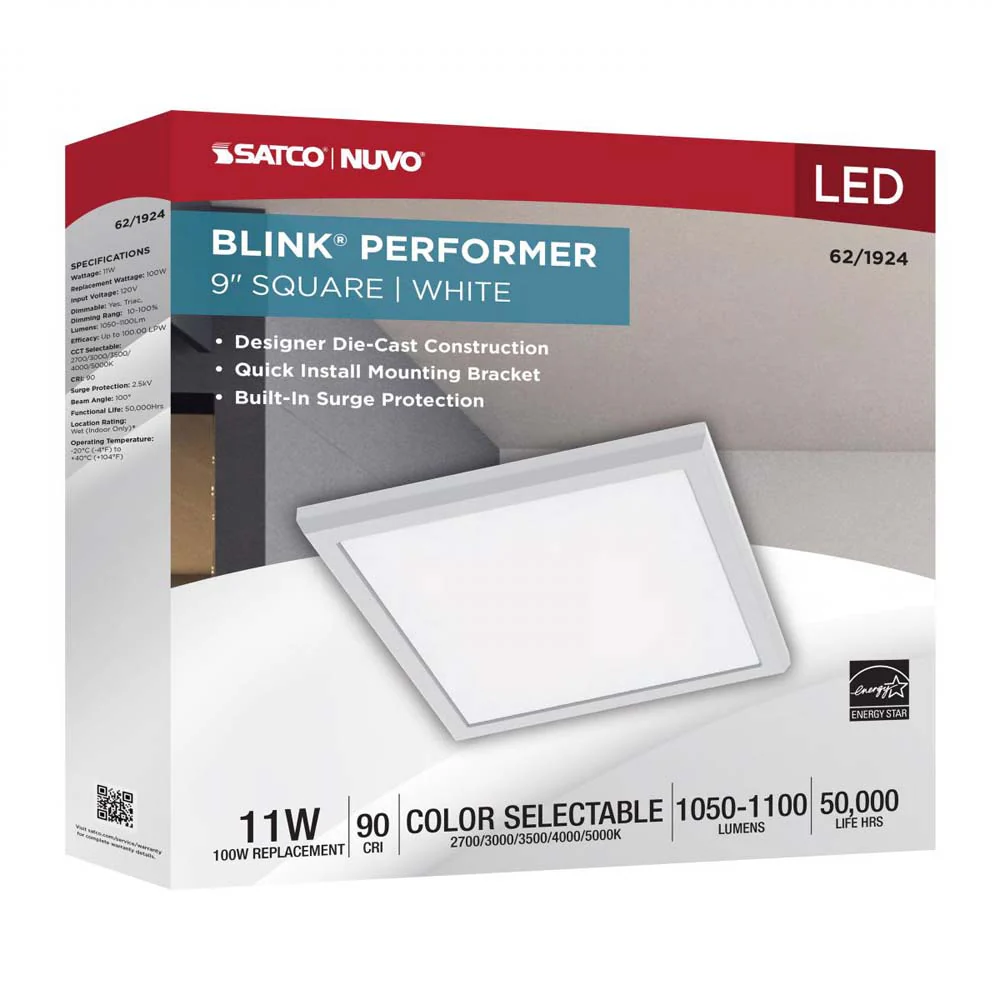 Blink Performer 11w 9-in LED Square Downlight 5 CCT Tunable White Finish - Image 7