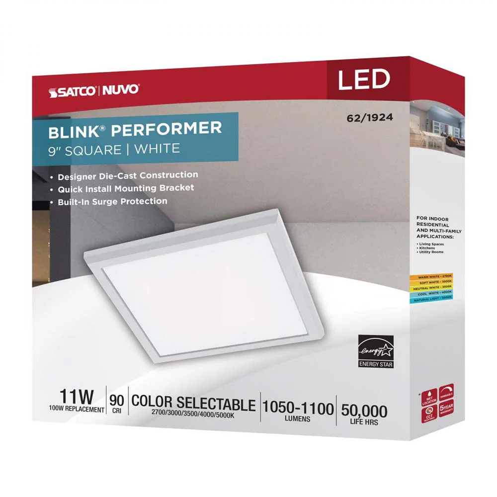 Blink Performer 11w 9-in LED Square Downlight 5 CCT Tunable White Finish - Image 8