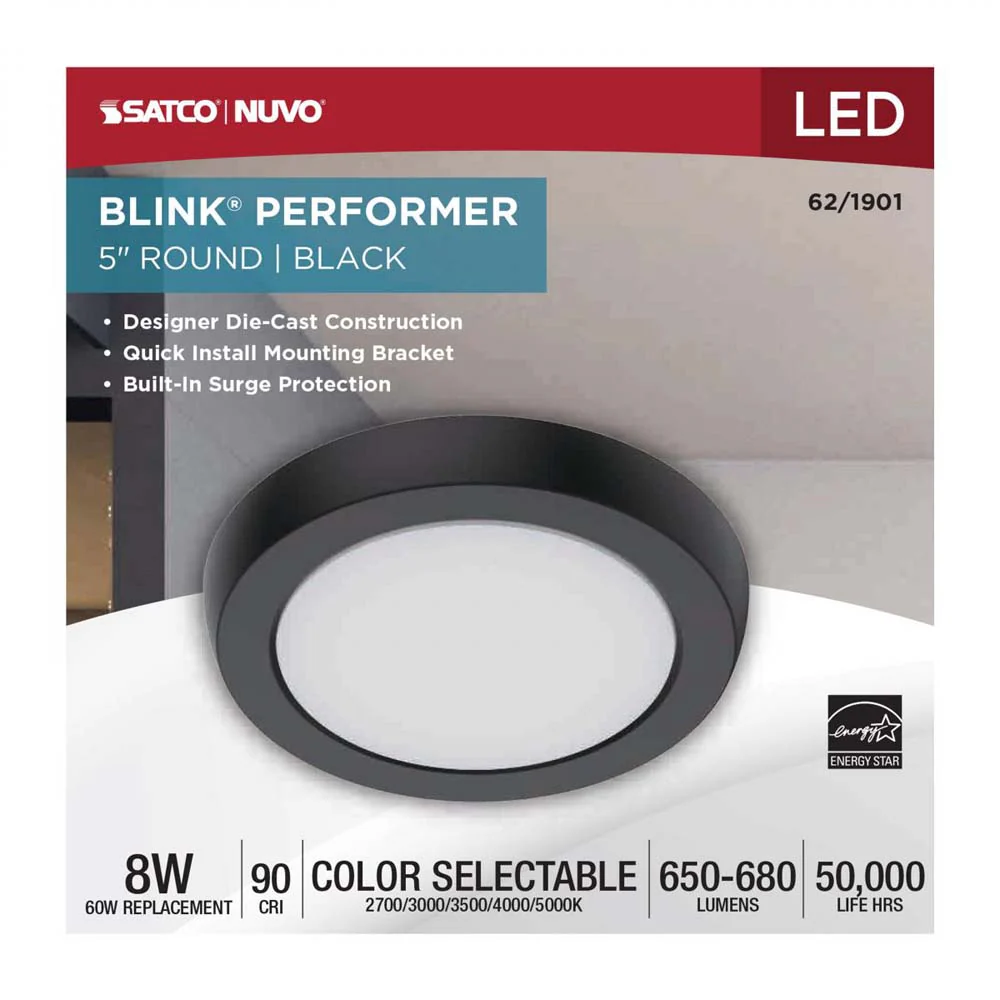 Blink Performer 8w 5-in LED Round Downlight 5 CCT Tunable Black Finish - Image 4
