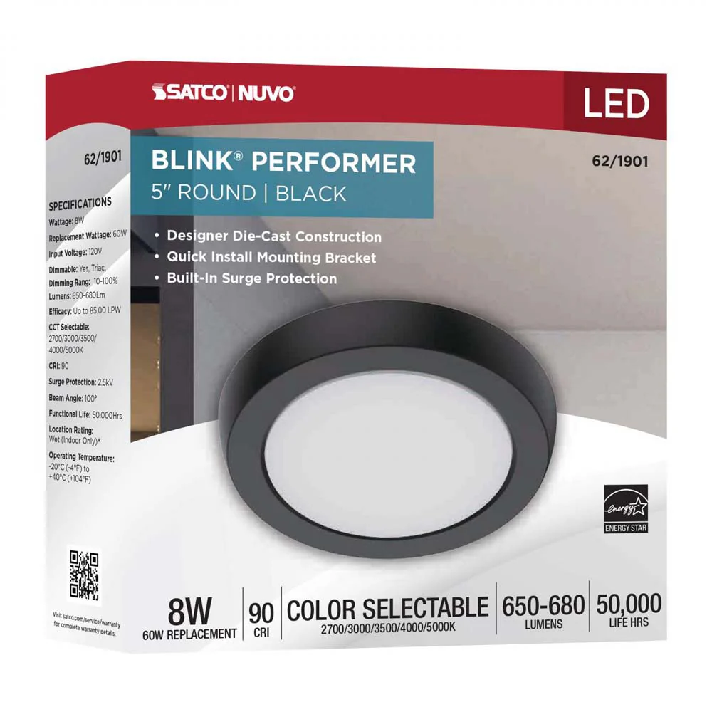 Blink Performer 8w 5-in LED Round Downlight 5 CCT Tunable Black Finish - Image 8