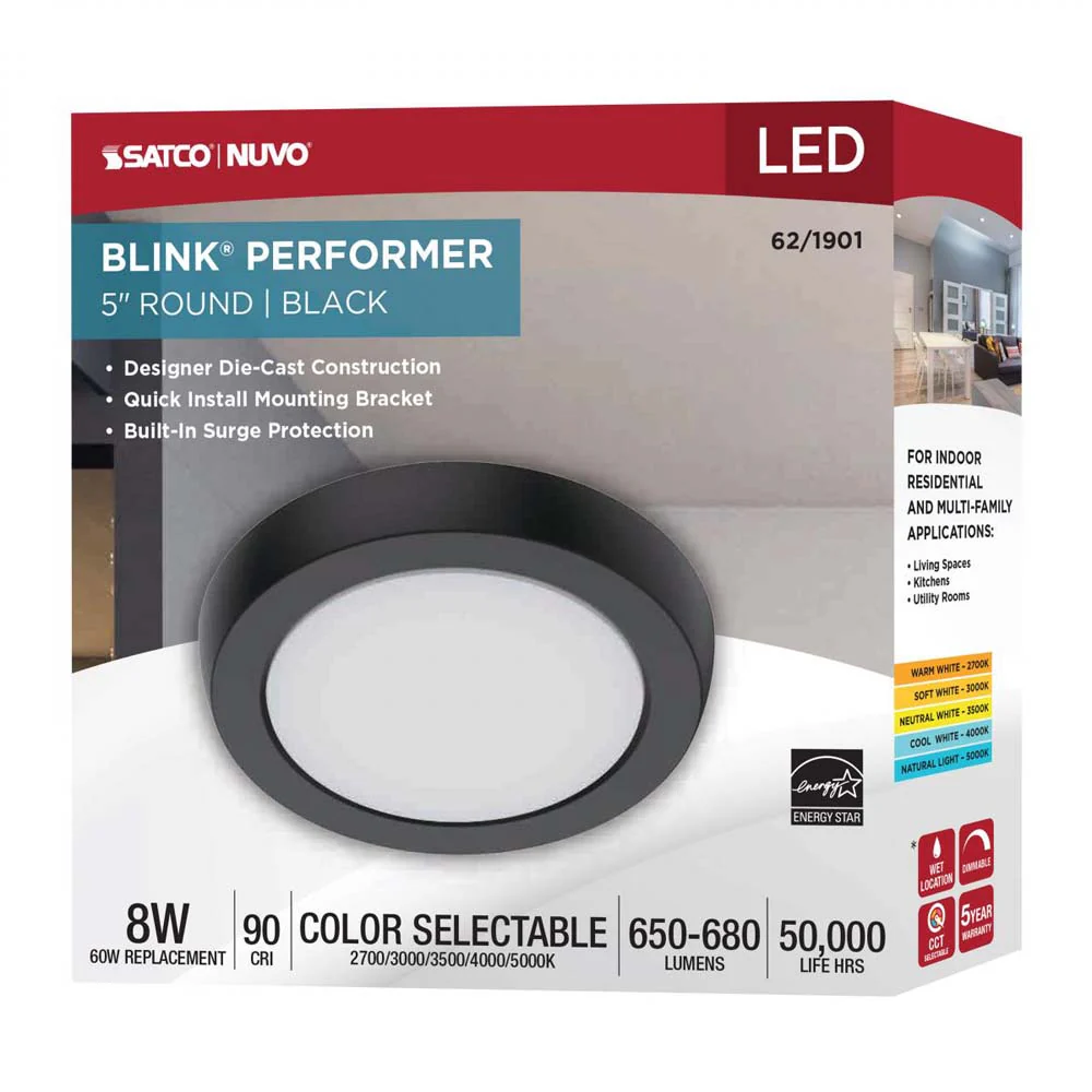 Blink Performer 8w 5-in LED Round Downlight 5 CCT Tunable Black Finish - Image 9