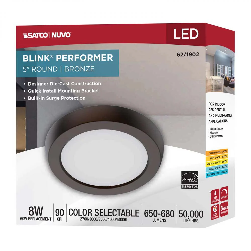 Blink Performer 8w 5-in LED Round Downlight 5 CCT Tunable Bronze Finish - Image 10