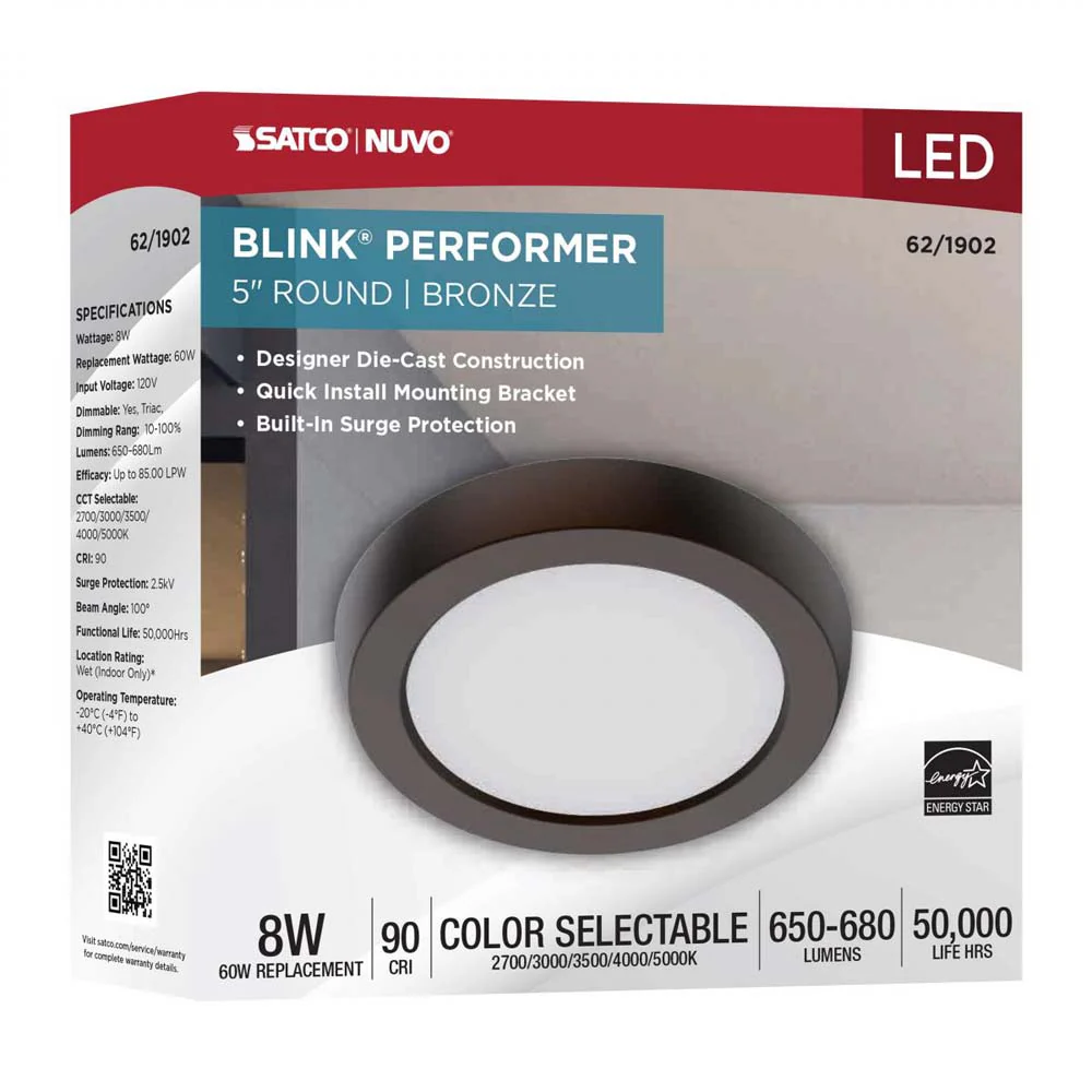 Blink Performer 8w 5-in LED Round Downlight 5 CCT Tunable Bronze Finish - Image 9