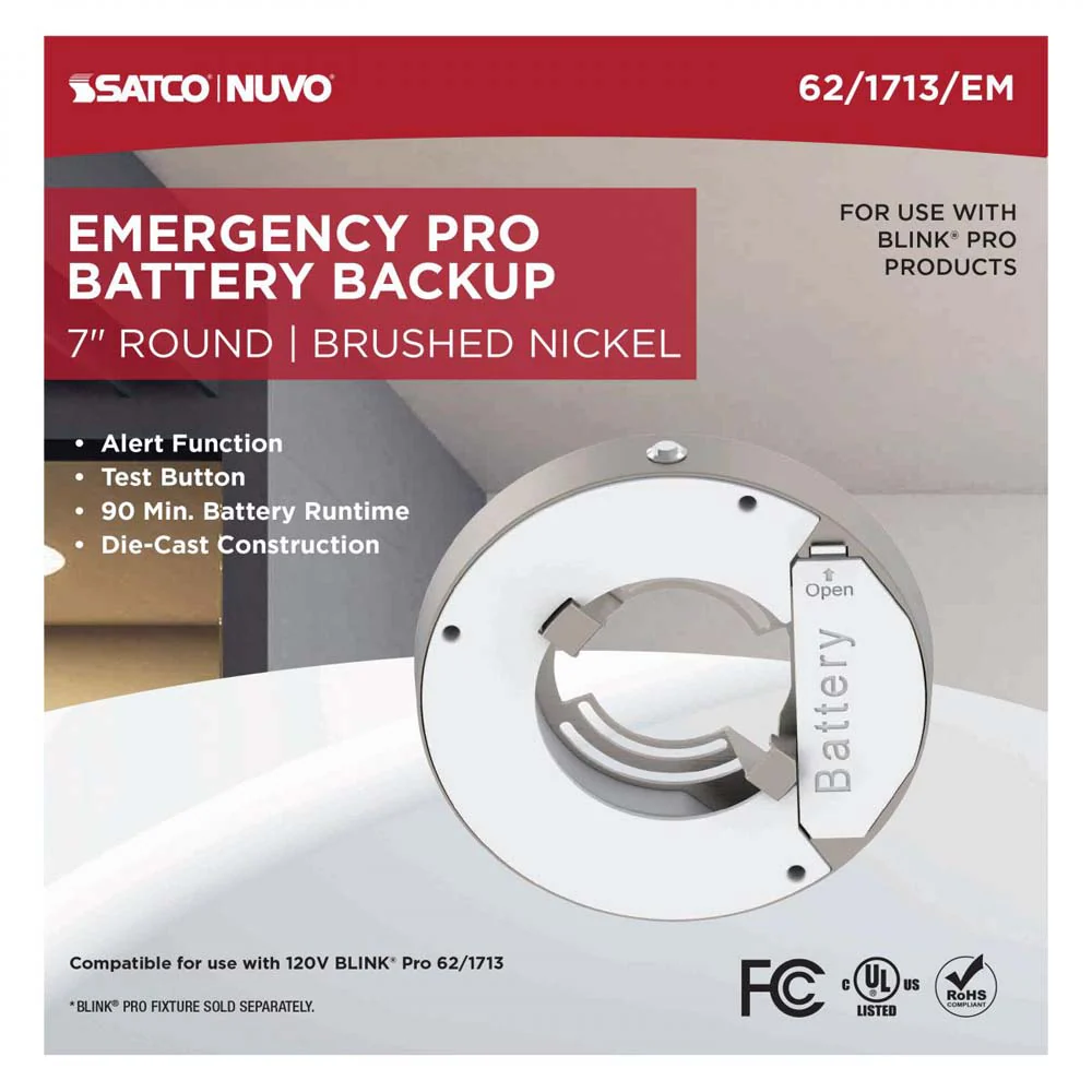 Blink Pro EM Battery Backup 7-in Round Shape Brushed Nickel Finish - Image 3
