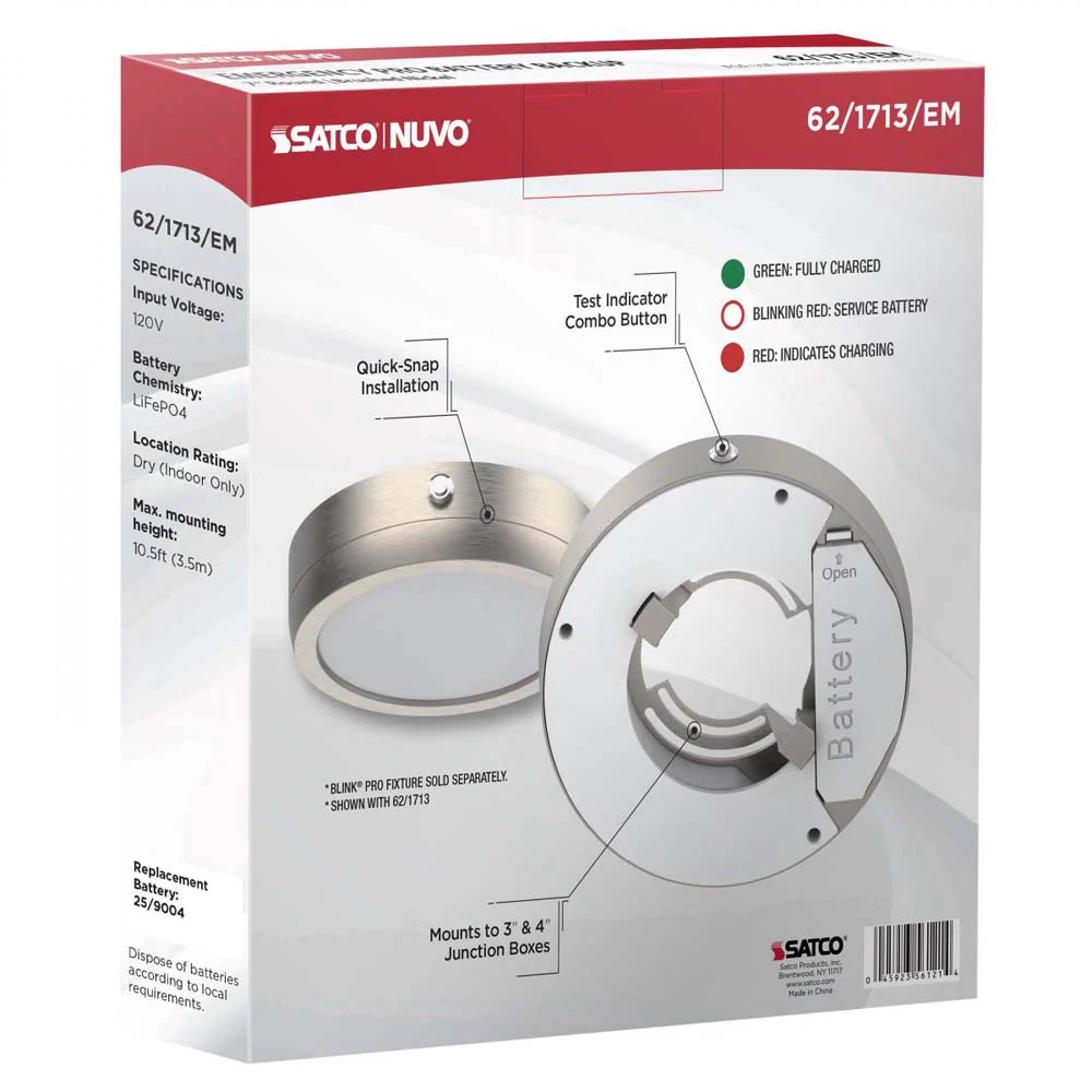 Blink Pro EM Battery Backup 7-in Round Shape Brushed Nickel Finish - Image 7