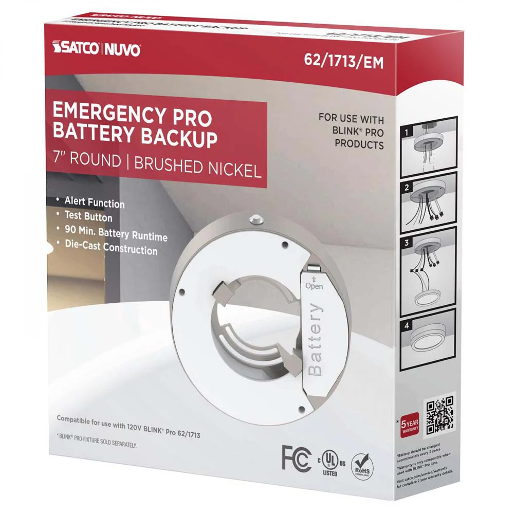 Blink Pro EM Battery Backup 7-in Round Shape Brushed Nickel Finish - Image 8