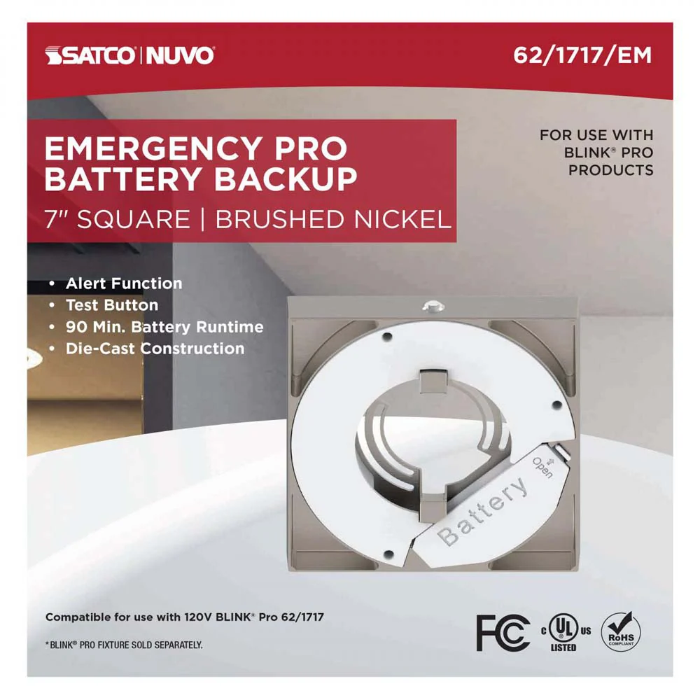 Blink Pro EM Battery Backup 7-in Square Shape Brushed Nickel Finish - Image 3