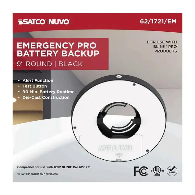 Blink Pro EM Battery Backup 9-in Round Shape Black Finish - Image 3