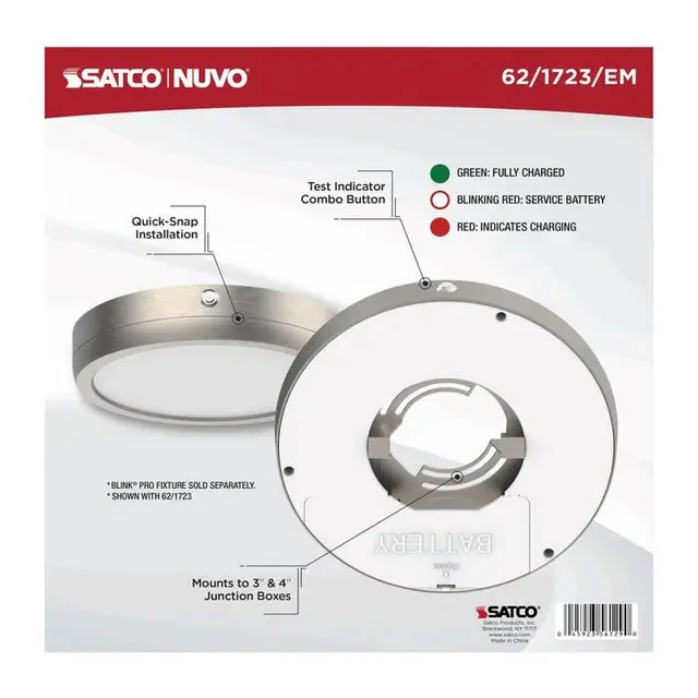 Blink Pro EM Battery Backup 9-in Round Shape Brushed Nickel Finish - Image 4