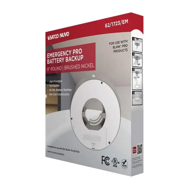 Blink Pro EM Battery Backup 9-in Round Shape Brushed Nickel Finish - Image 7